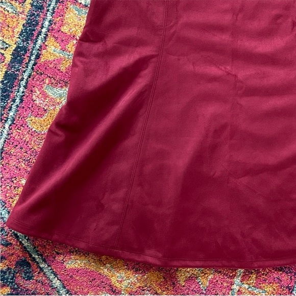 NWT Jason Wu | Women’s Burgundy Faux Suede A-Line Elastic Waist Midi Skirt Sz S - Picture 8 of 12